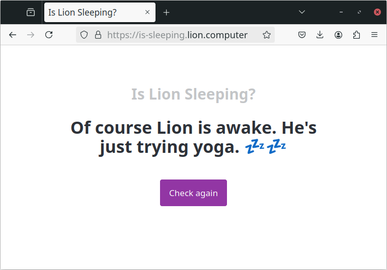 Is Lion Sleeping website preview